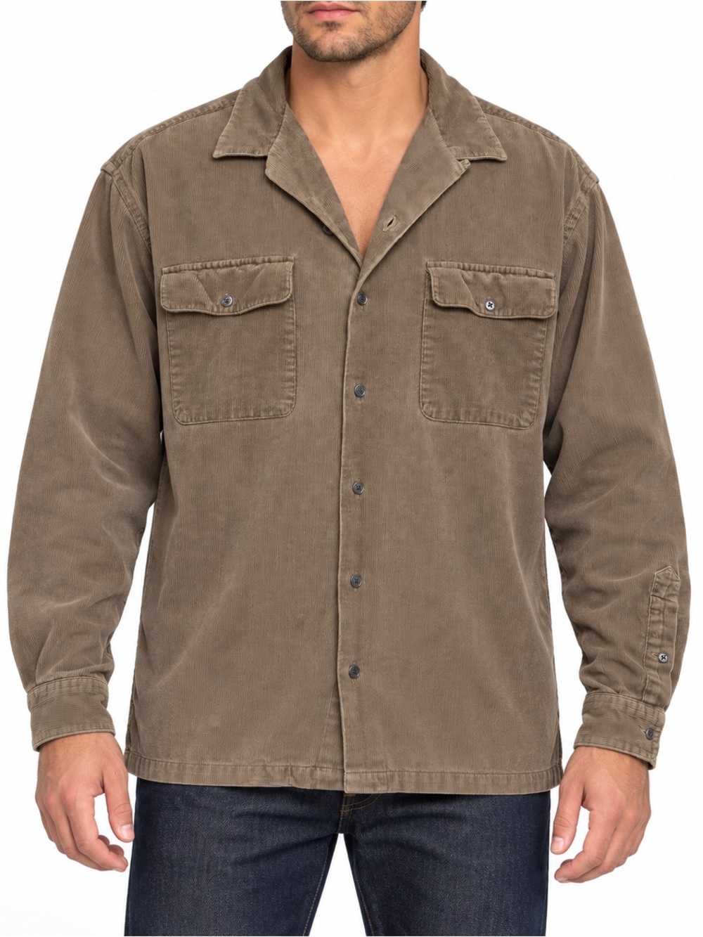 Polo Country Ralph Lauren Vintage Corduroy Camp Shirt Brown L